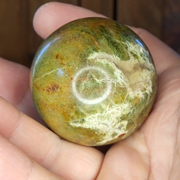 Green and Orange Stone Sphere - Picture 7 of 11